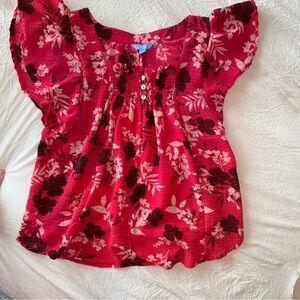Draper James Red Floral Top